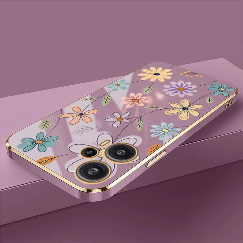 Capa de telefone Xiaomi Poco F8 Ultra com design floral, verde e dourado