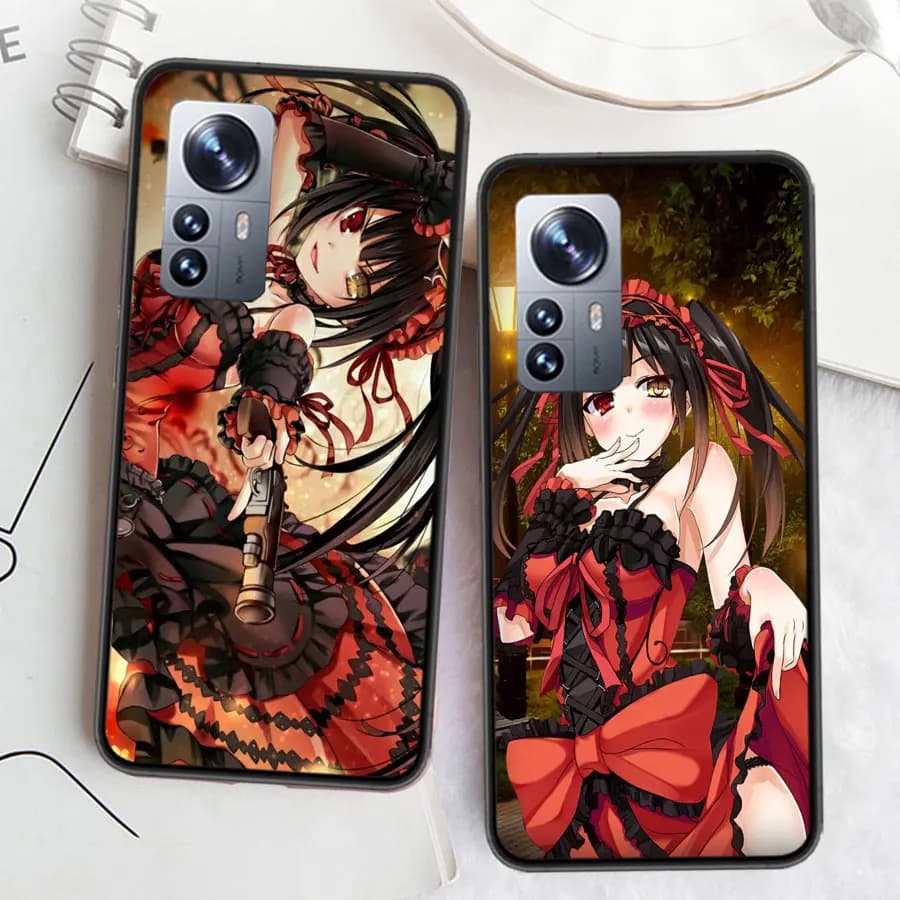 Capa de celular TPU vermelha com estampa anime Tokisaki Kurumi para Xiaomi Poco conjunto 9 unidades