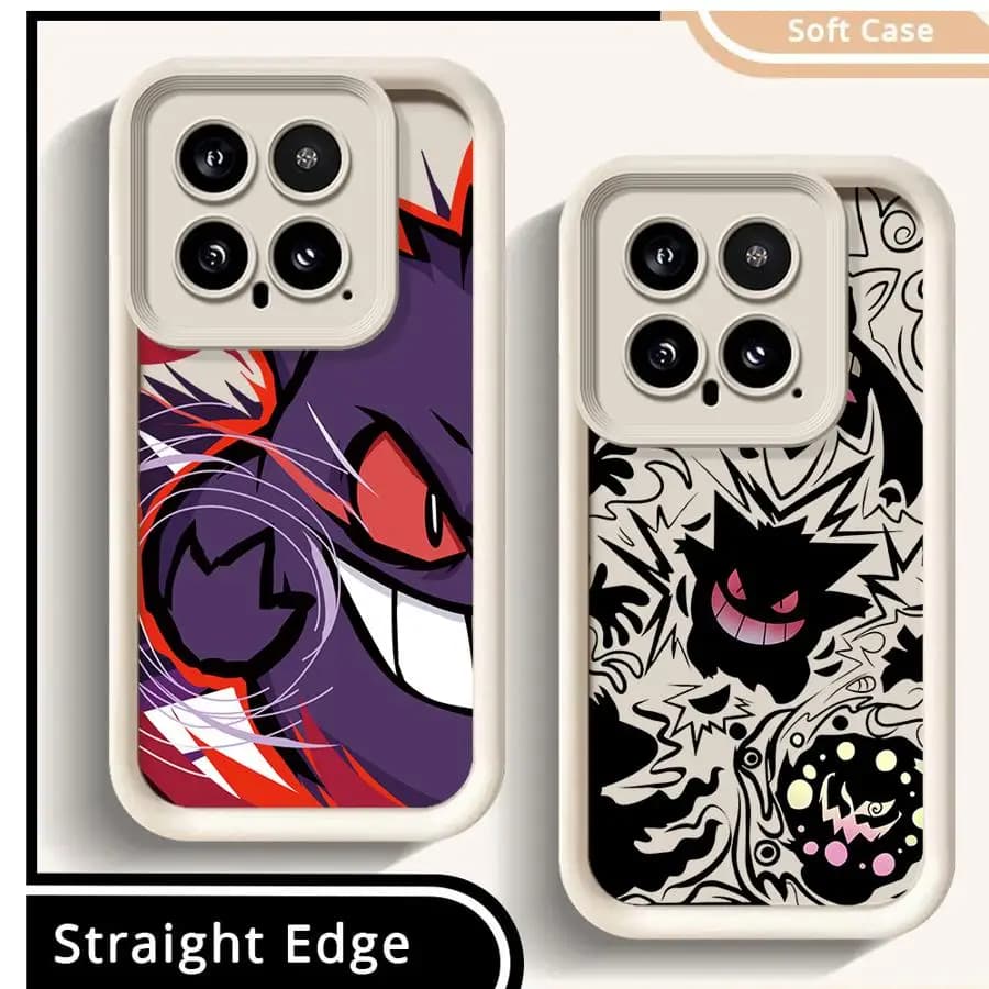 Capas para Xiaomi Poco F8 em silicone branco com estampas criativas de Gengar Monpoke kit com 2 unidades