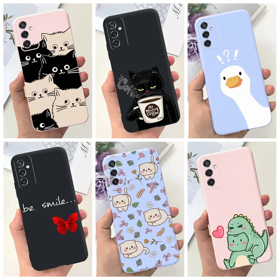 Para samsung m52 5g caso adorável pato cabeça de gato dinossauro fundas macio tpu casos de telefone para samsung galaxy m52 5g SM-M526B hoesje 6.7"