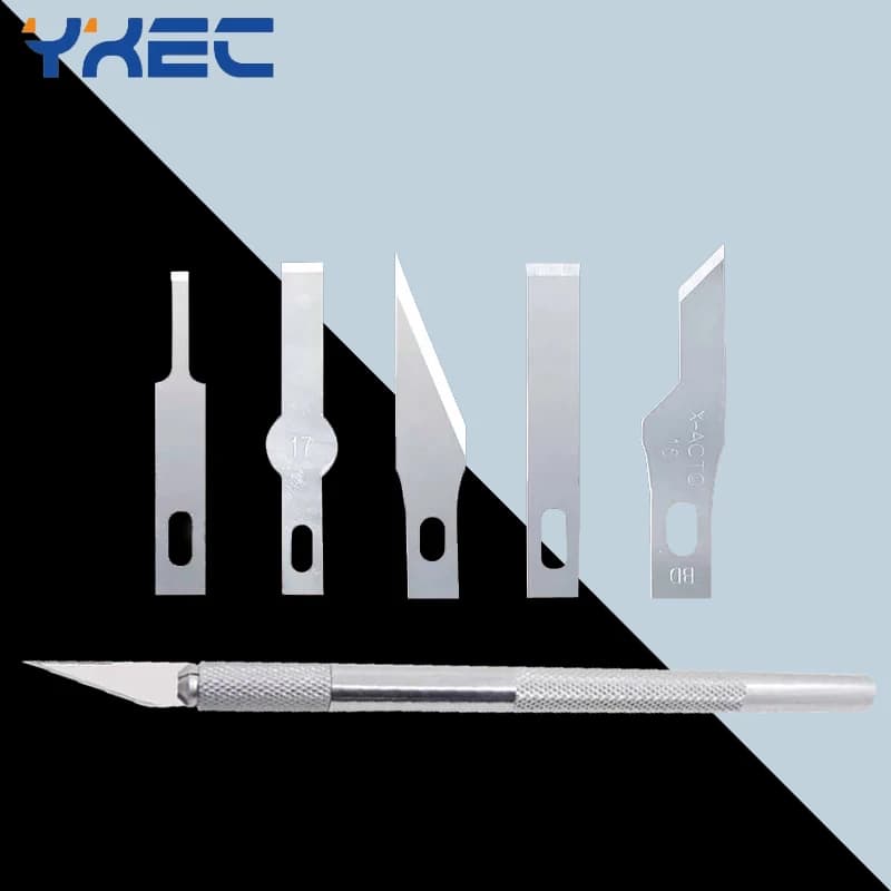 Kit de lâminas de bisturi de metal #11 e #17 antiderrapante para gravação em celulares, laptops e PCBs