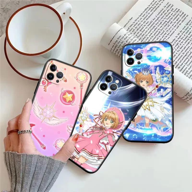 Capas de celular rosa e azul com design anime Cardcaptor Sakura para Xiaomi Poco modelos variados