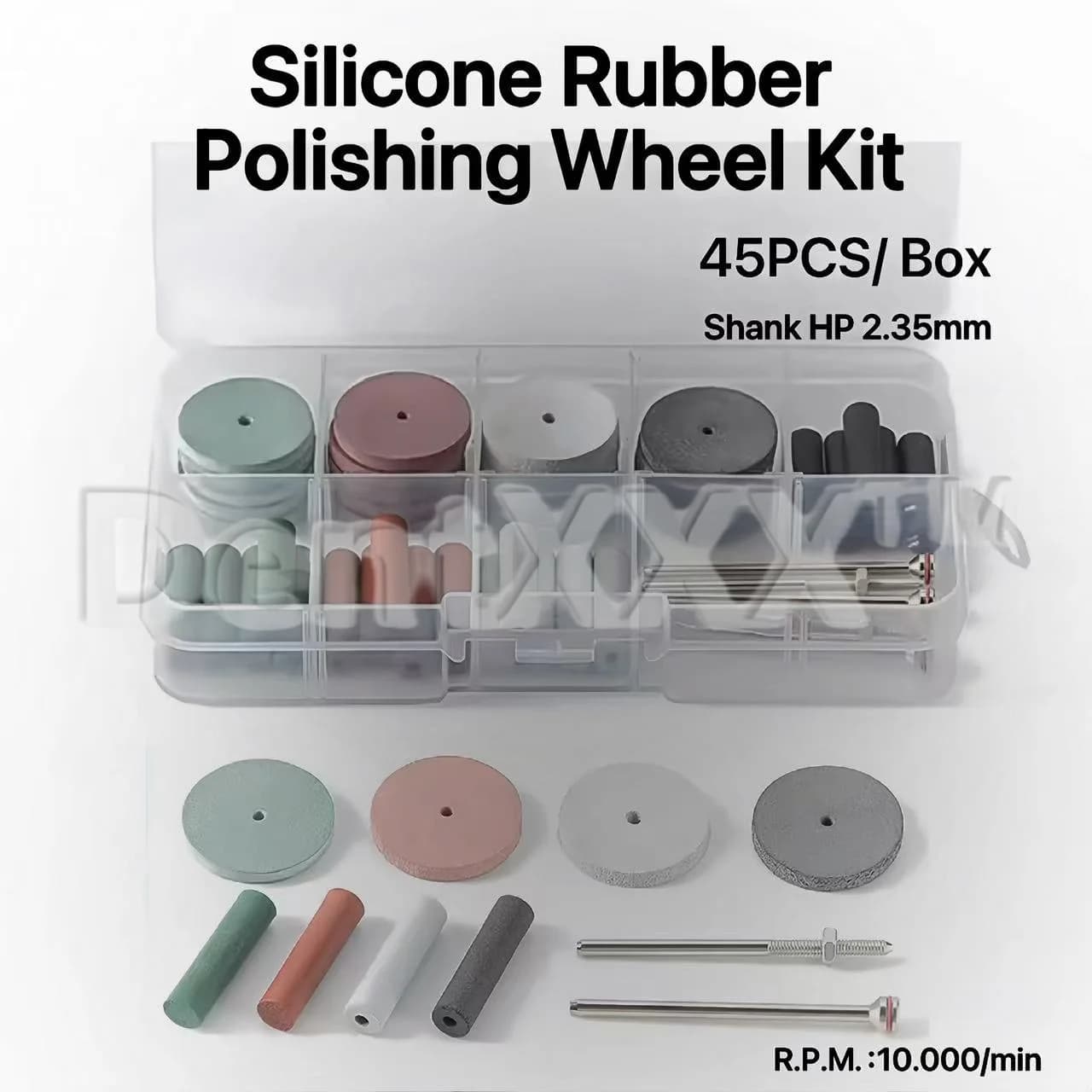 Kit de rebolo de polimento de borracha de silicone com 45 peças