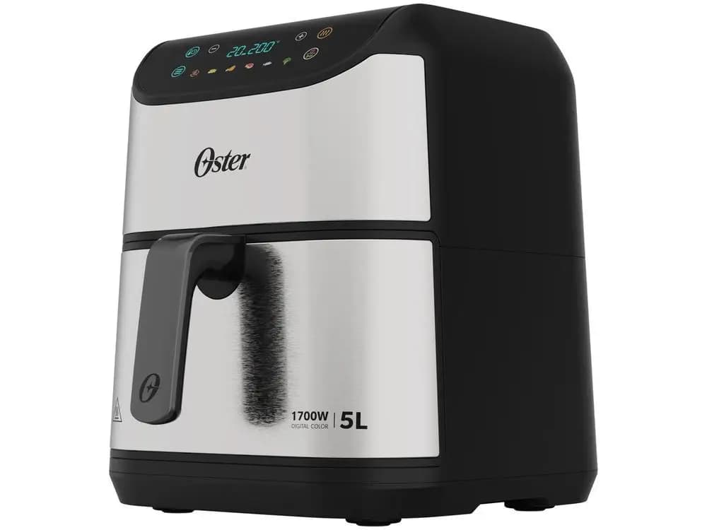 Fritadeira elétrica sem óleo Oster OFRT930, aço inoxidável e preto, 5L, 1700W