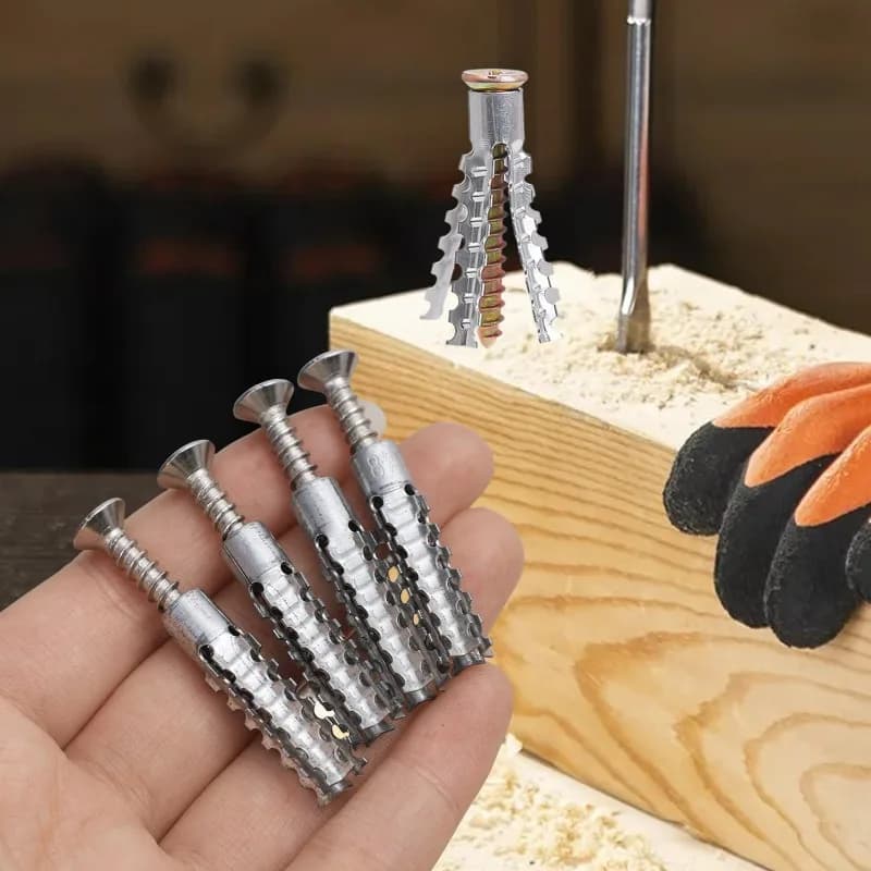 Parafusos autoatarraxantes de expansão em aço serrilhado para tubos metálicos, buchas de perfuração para concreto, kit de fixação para parede.