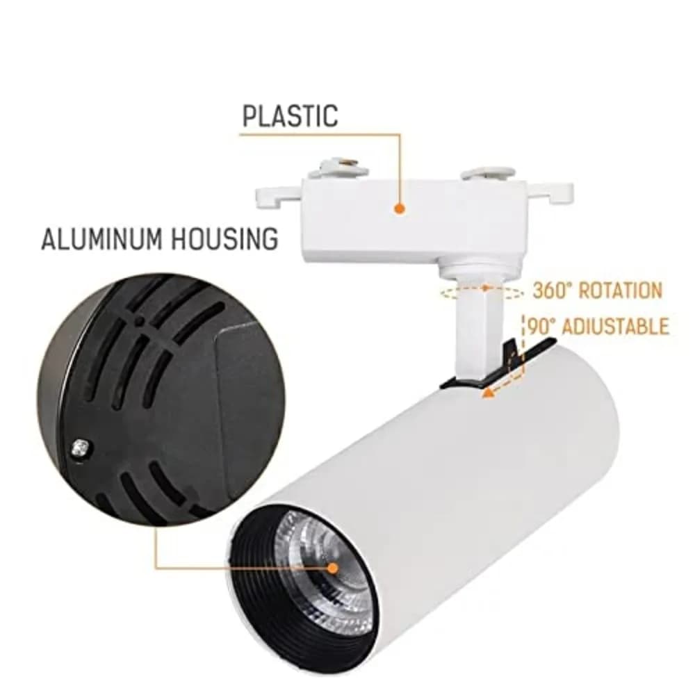Luz de teto LED spotlight COB JOYINLED branca com corpo de alumínio e plástico, ajustável 360° e 90°