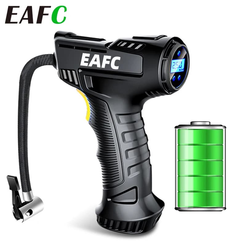 Compressor de ar portátil EAFC 120W para carro, bomba inflável sem fio/com fio, máquina infladora de pneus