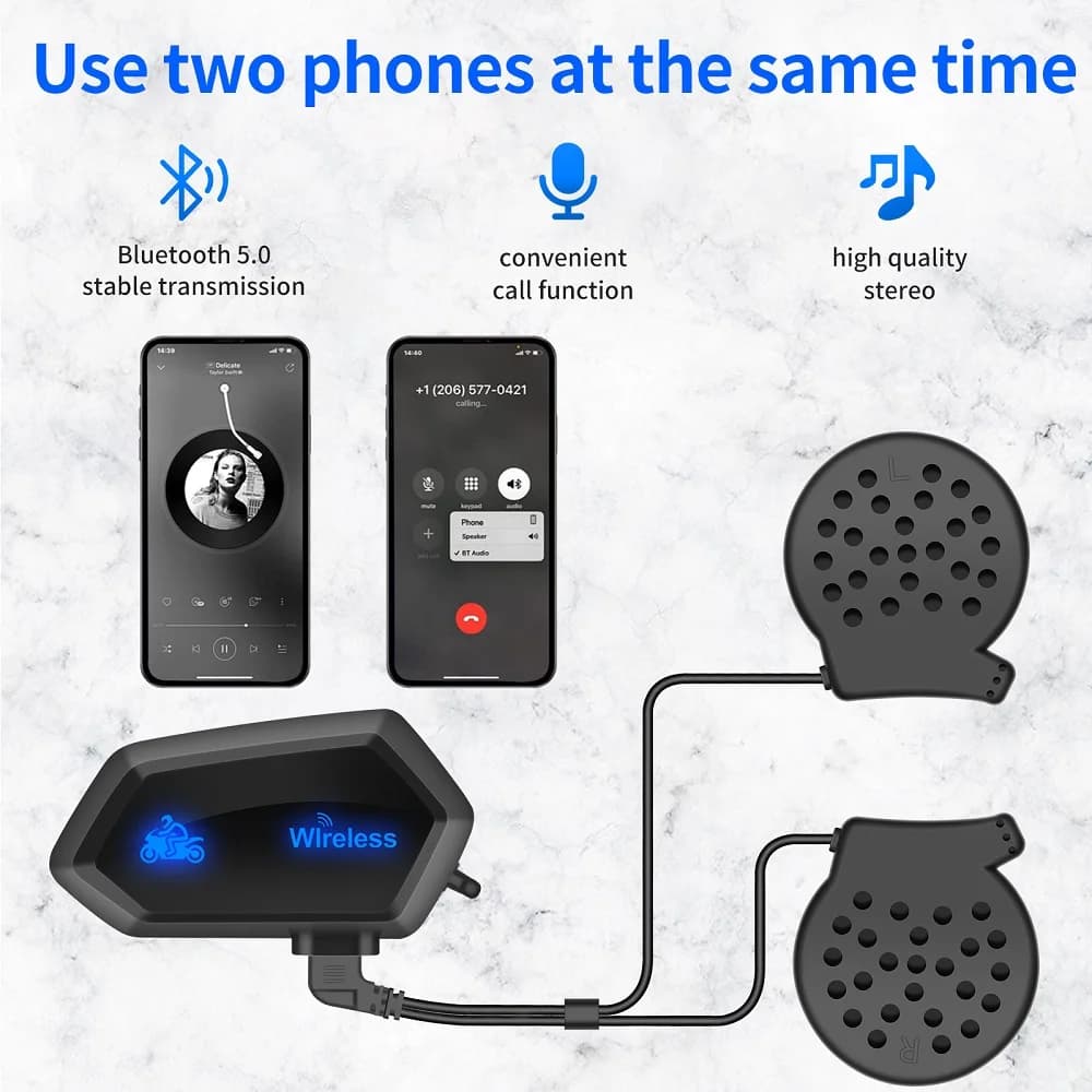 Fones de ouvido para capacete de motocicleta, bluetooth 5.0, sem fio, kit de chamada mãos-livres, estéreo, bt, m01