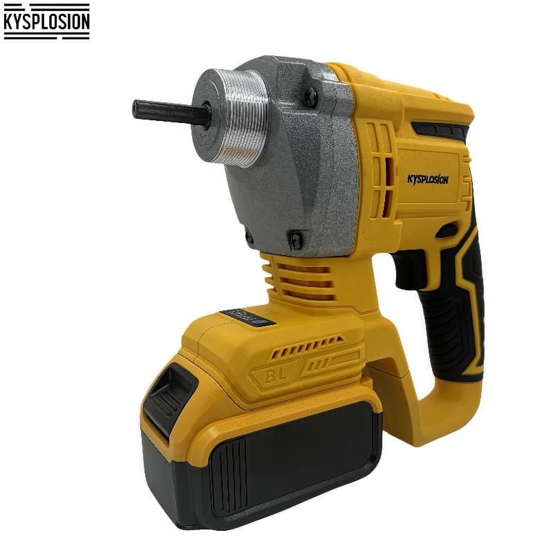 Misturador elétrico de concreto Kysplosion amarelo com corpo metálico e bateria preta 20V