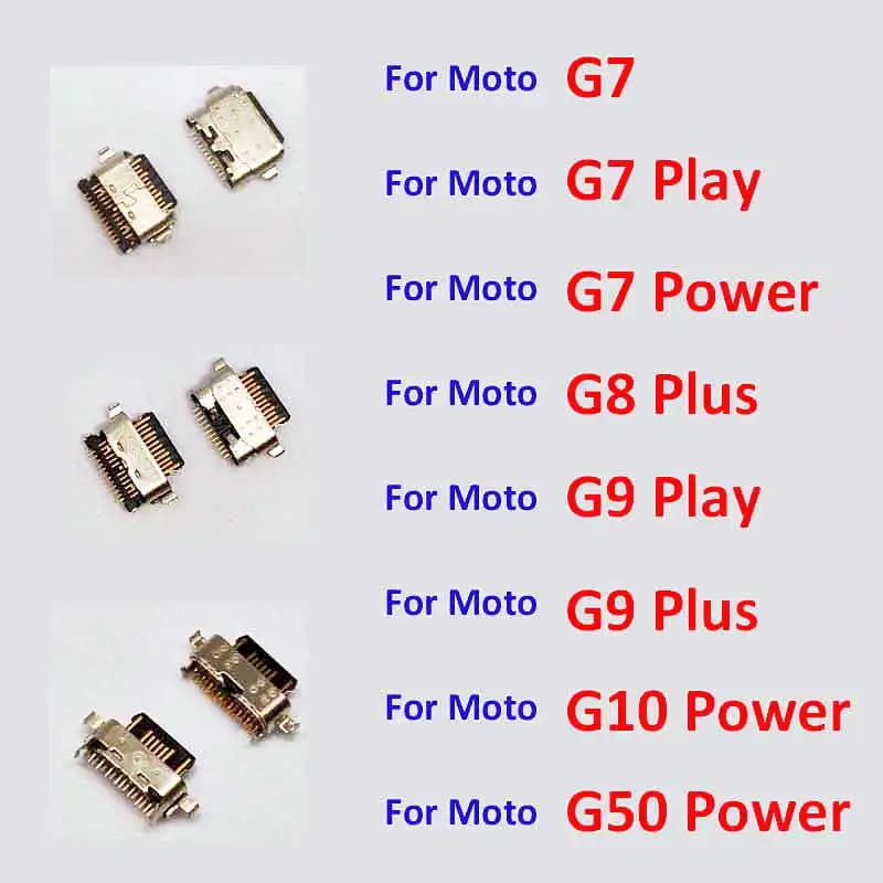 Conectores de carregamento USB para Motorola G7, G7 Play, G7 Power, G8 Plus, G9 Play, G9 Plus, G10 Power, G50 Power