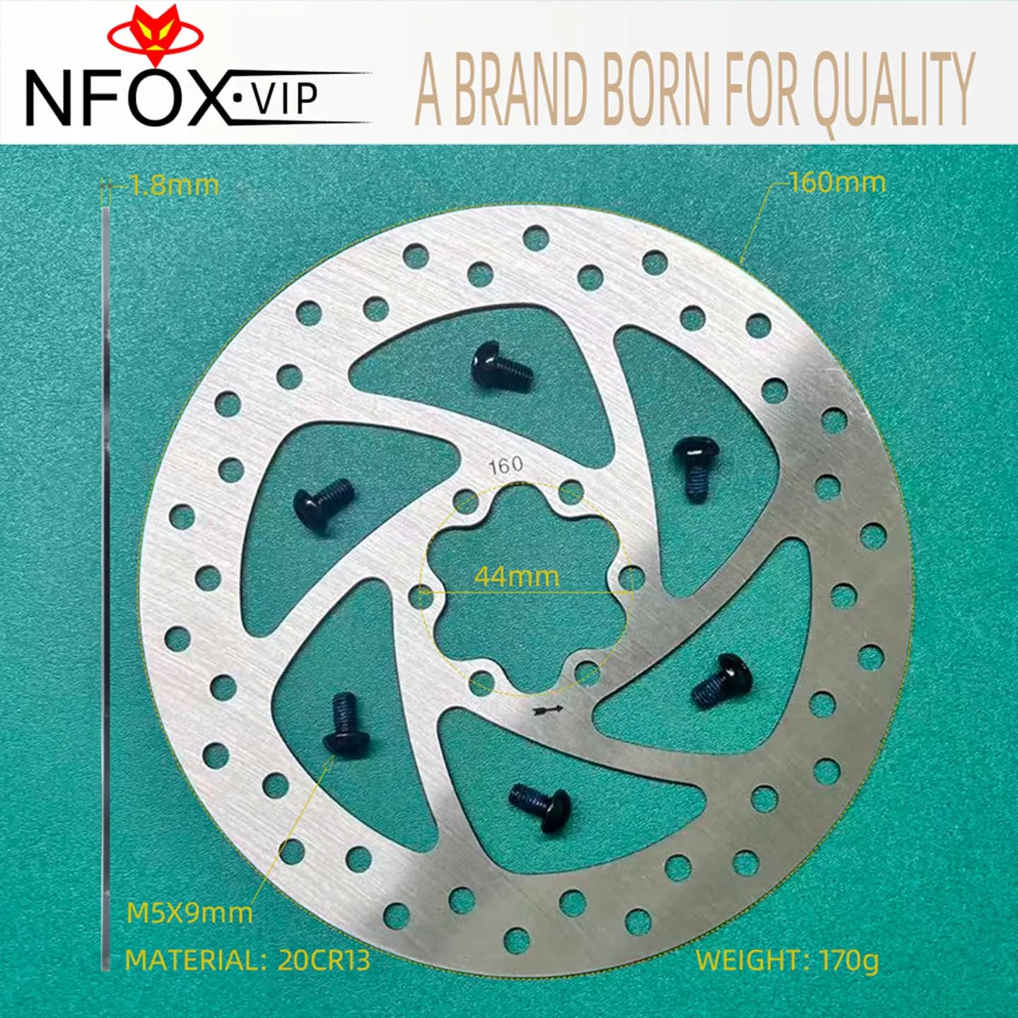 Disco de freio Nfox VIP para bicicleta, 160mm, 1.8mm, 20CR13, 170g