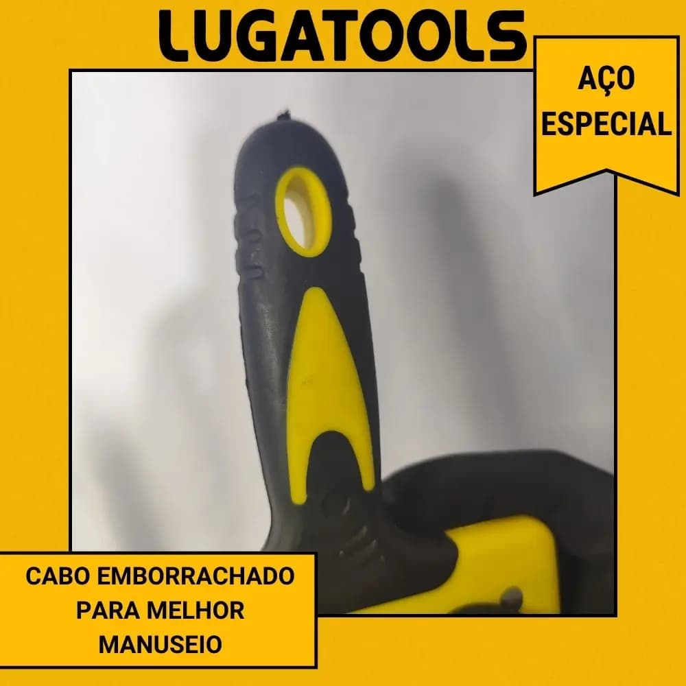 Cabo emborrachado preto e amarelo da espátula Lugatools em aço especial para melhor manuseio e conforto