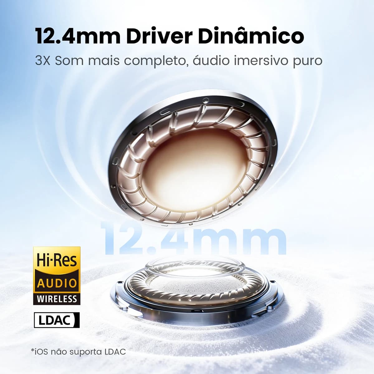 Fones de Ouvido Sem Fio HAYLOU Flowbuds N55 com ANC Adaptativo de 54dB, Bluetooth 6.0, Áudio Hi-Res LDAC, Chamadas HD com 6 Microfones, 40 Horas de Reprodução, IPX5