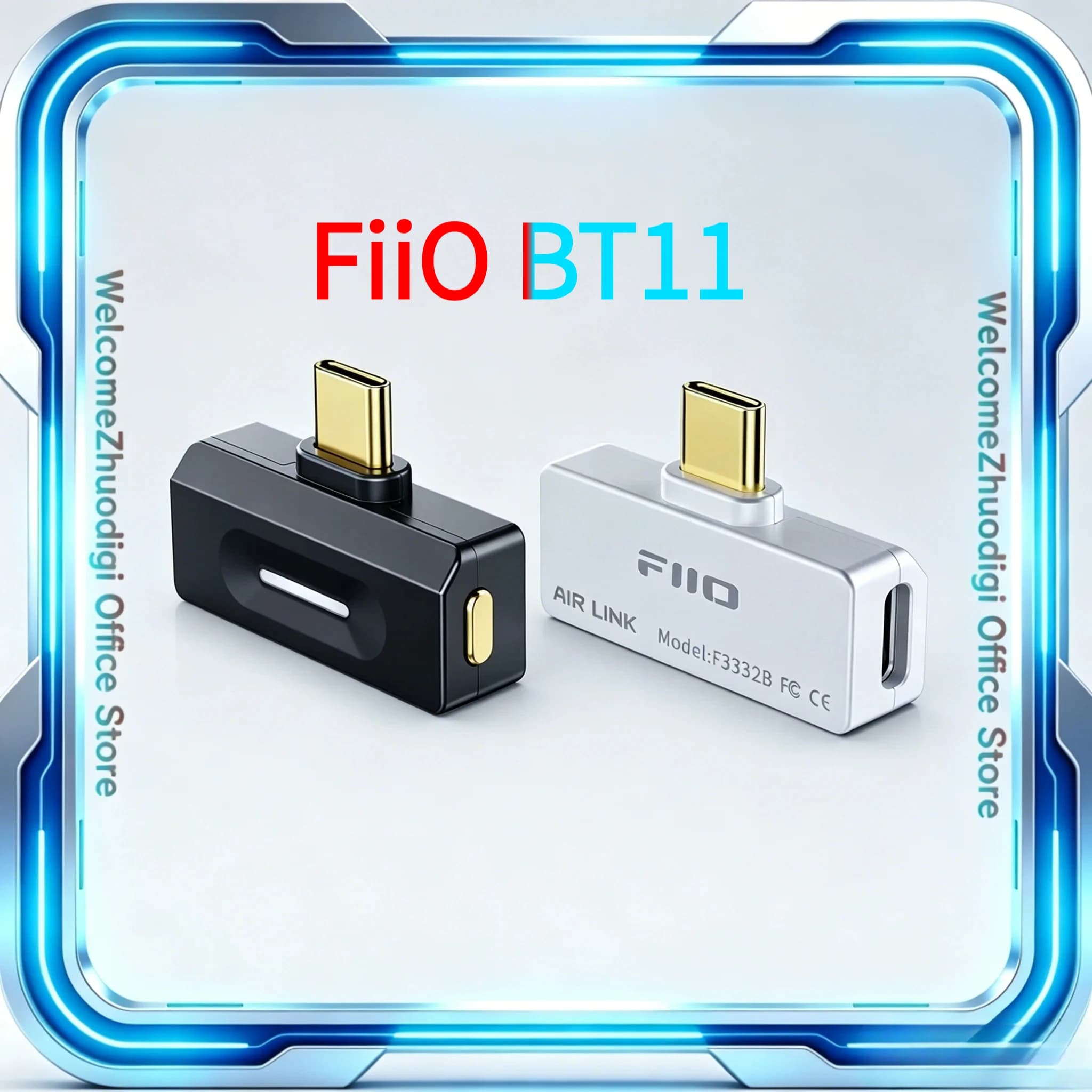 Transmissor Bluetooth FiiO BT11 Tipo-C em preto e prata