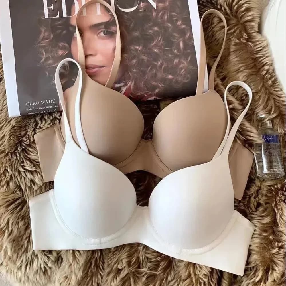 Sutiãs sem costura MOONBIFFY nas cores bege e branco, estilo bralette macio com suporte invisível