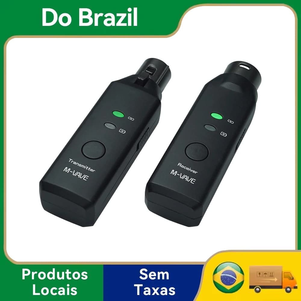 Sistema de microfone sem fio M-VAVE WP-7 com transmissor e receptor pretos