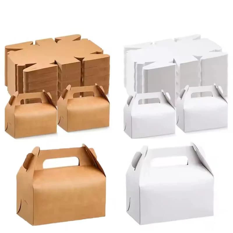 Caixas de presente de papel kraft marrom e branco para eventos