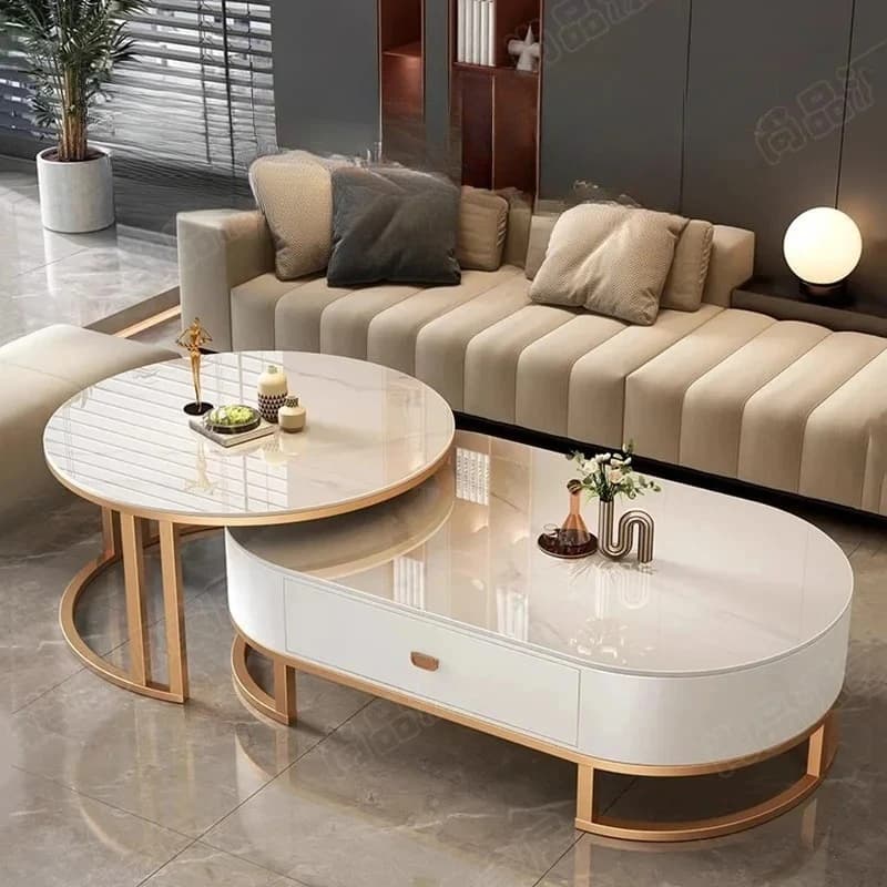 Mesas de centro de luxo extensíveis redondas modernas premium minimalista mesas de centro design de livro mesa de centro de sala móveis