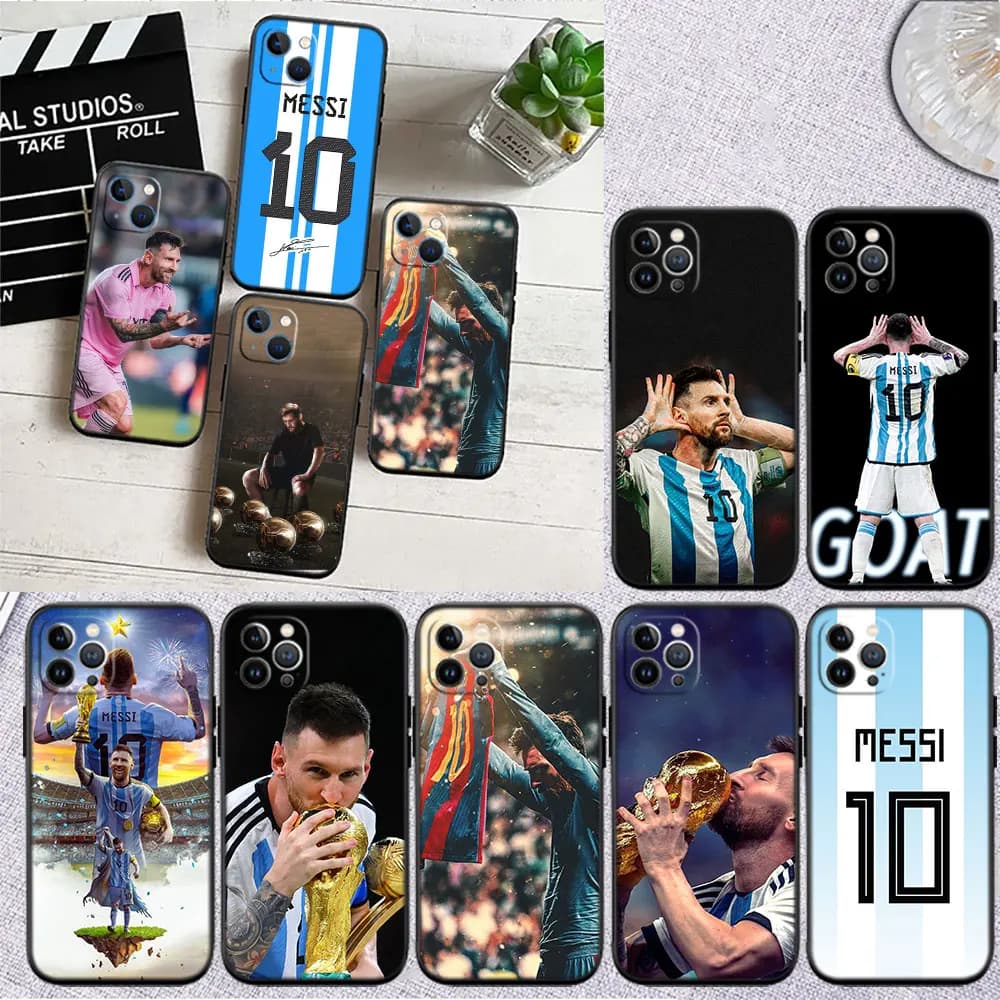 Conjunto de capas para Xiaomi Poco com estampas de Lionel Messi em várias poses e cores vibrantes
