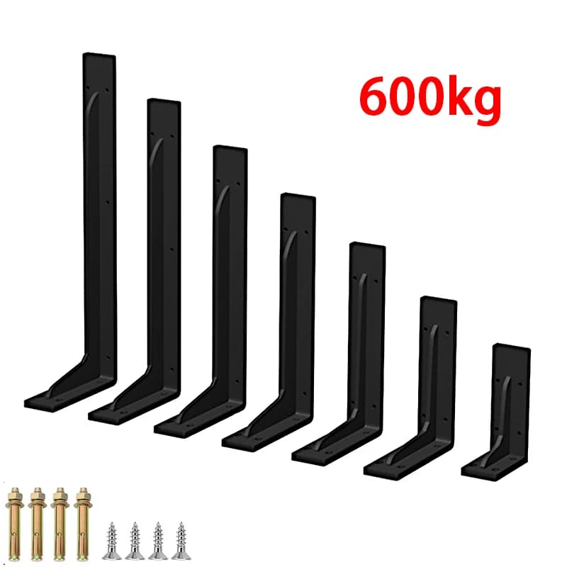 Suportes triangulares de parede pretos com capacidade de 600kg