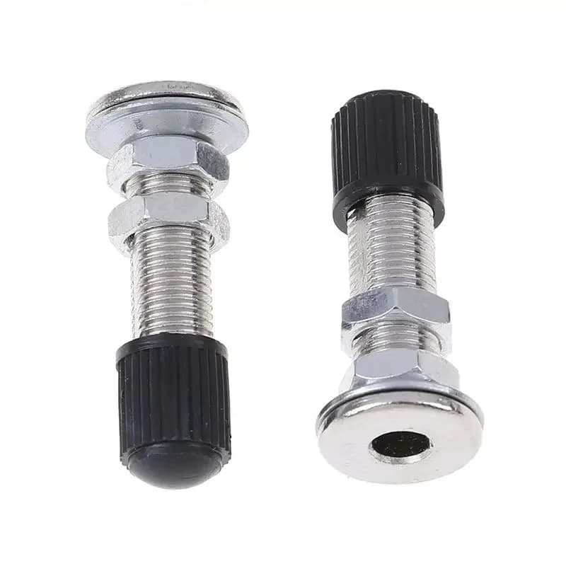 Par de válvulas Schrader ultraleves para pneus de bicicleta, 31mm, com tampas pretas e corpo em metal