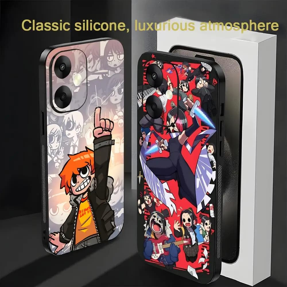 Capa de celular anime Scott Pilgrim Takes Off para Xiaomi Redmi 14C 13C 12C Note14 13 12 11 10 Pro Plus S, capa protetora macia preta