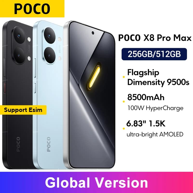 POCO X8 Pro Max Smartphone Global Version - Preto, Cinza Claro e Branco