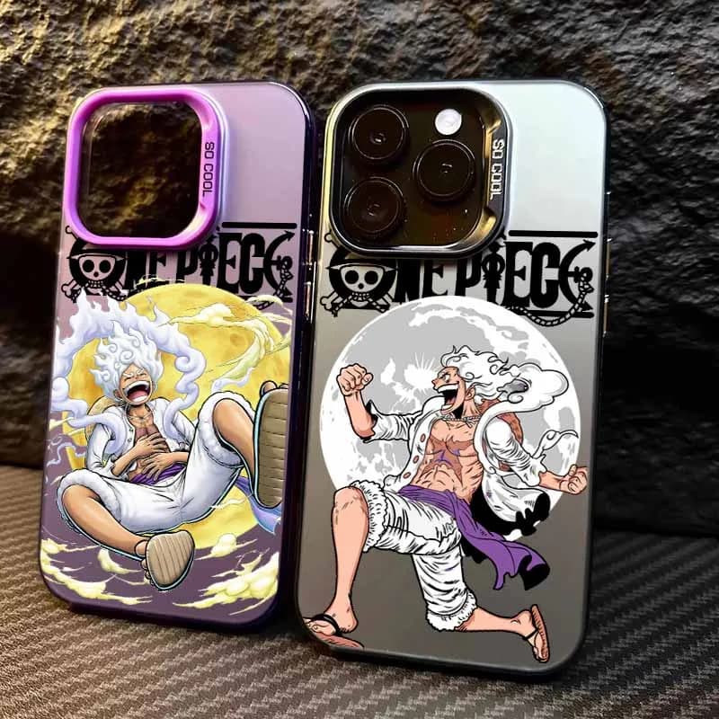 Capas para Xiaomi Redmi Note com estampa anime One Piece, acabamento cinza e lilás, proteção para smartphone