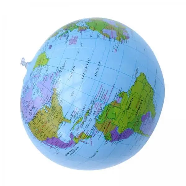 Globo inflável mapa mundial 28cm PVC para ensino e atividades de praia