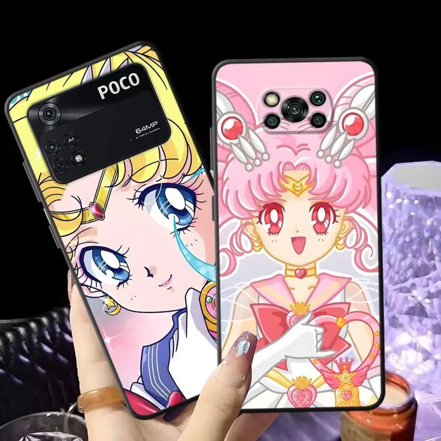 Capa de telefone Sailor Chibi Moon para Xiaomi Poco com design colorido e texto POCO e 64MP