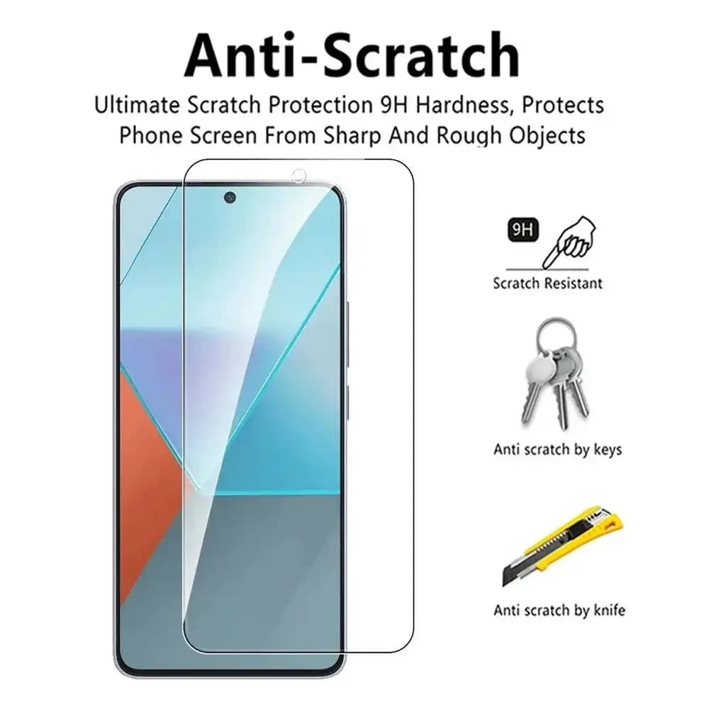 Protetor de tela transparente para Xiaomi Redmi Note com resistência a riscos 9H, anti-risco por chaves e faca
