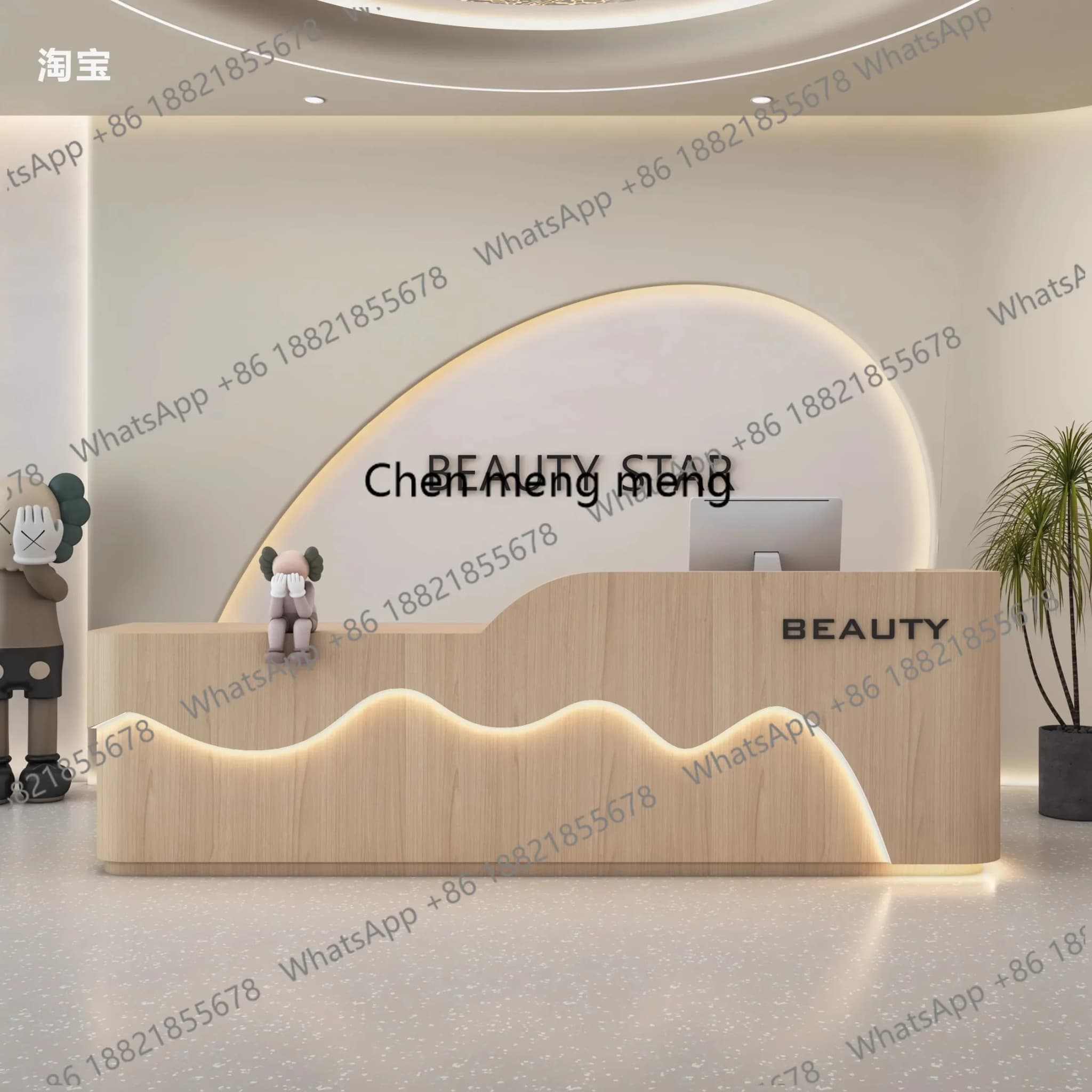New arrive Beauty Salon Desks Checkout Welcome Counter High Quality Light Luxury Design Desks Industrial Curved Escrivaninha Fur
