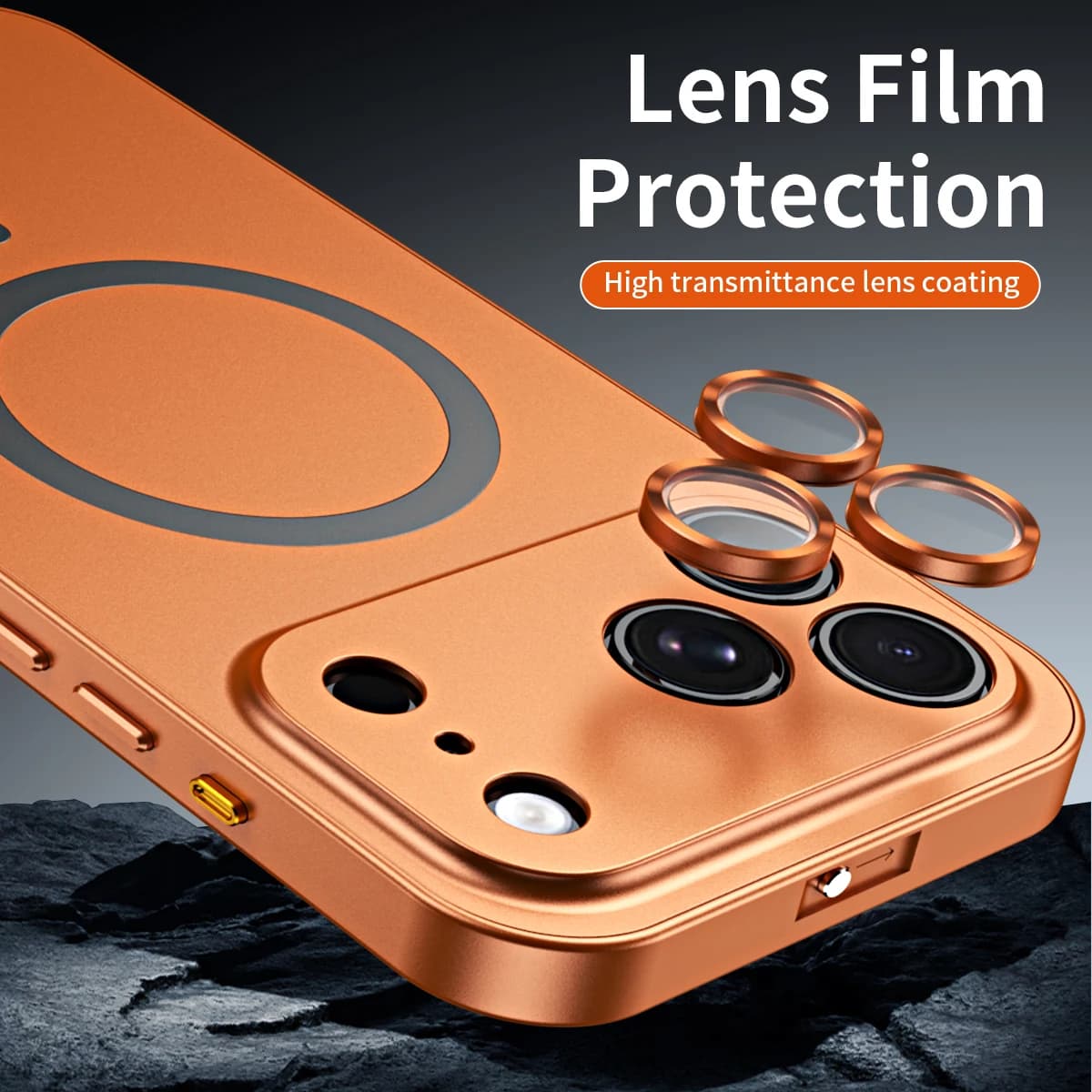 Capa de telefone magnética de alumínio para iPhone 12, 13, 14, 15, 16, 17 Pro Max Plus preta