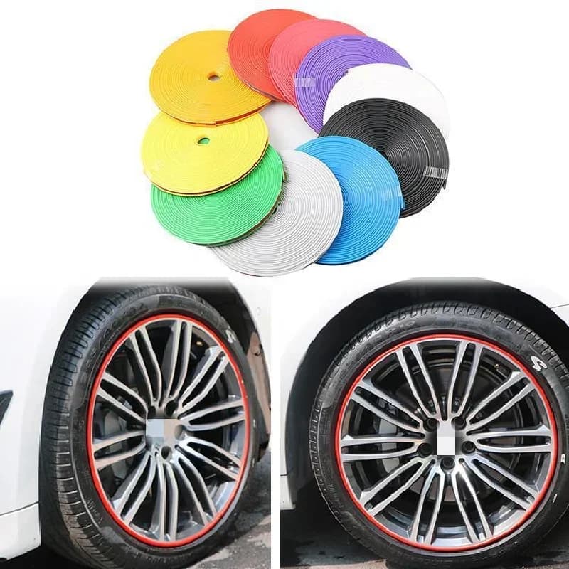 8 metros de lâminas de aro da roda do carro protetor linha pneu guarda tira decorativa moldagem de borracha guarnição mais cor estilo adesivo do carro