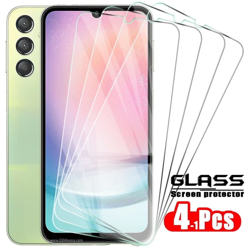 Vidro protetor para Samsung Galaxy A24, protetores de tela transparentes, quatro peças, fundo branco