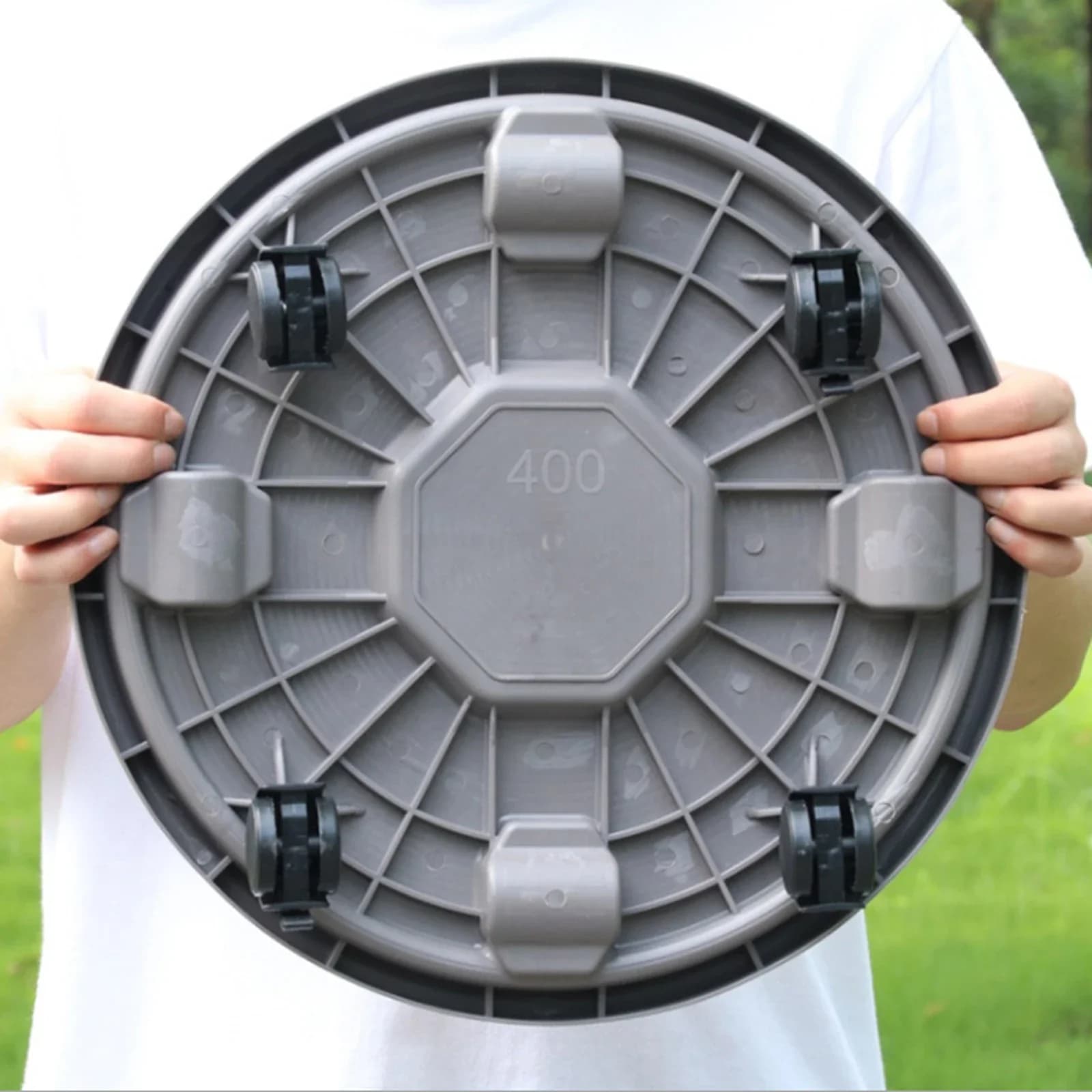 Suporte de plantas móvel, rodas para rodízios, vaso de plástico com rolos para jardim, para mulheres, meninas, bandeja de vaso de flores removível