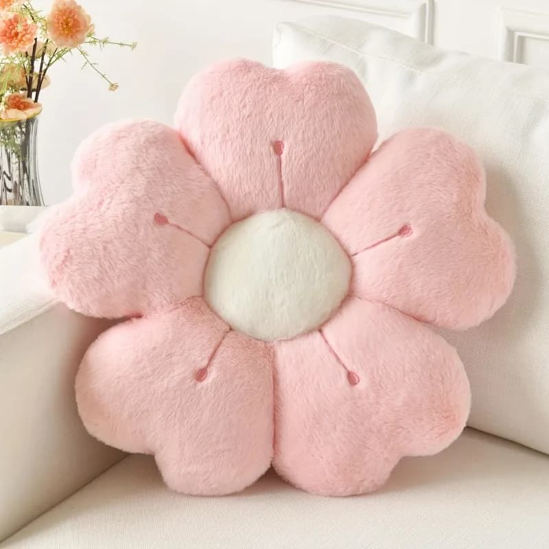 Travesseiro de pelúcia em forma de flor rosa, macio e fofo, ideal para decoração de sofá