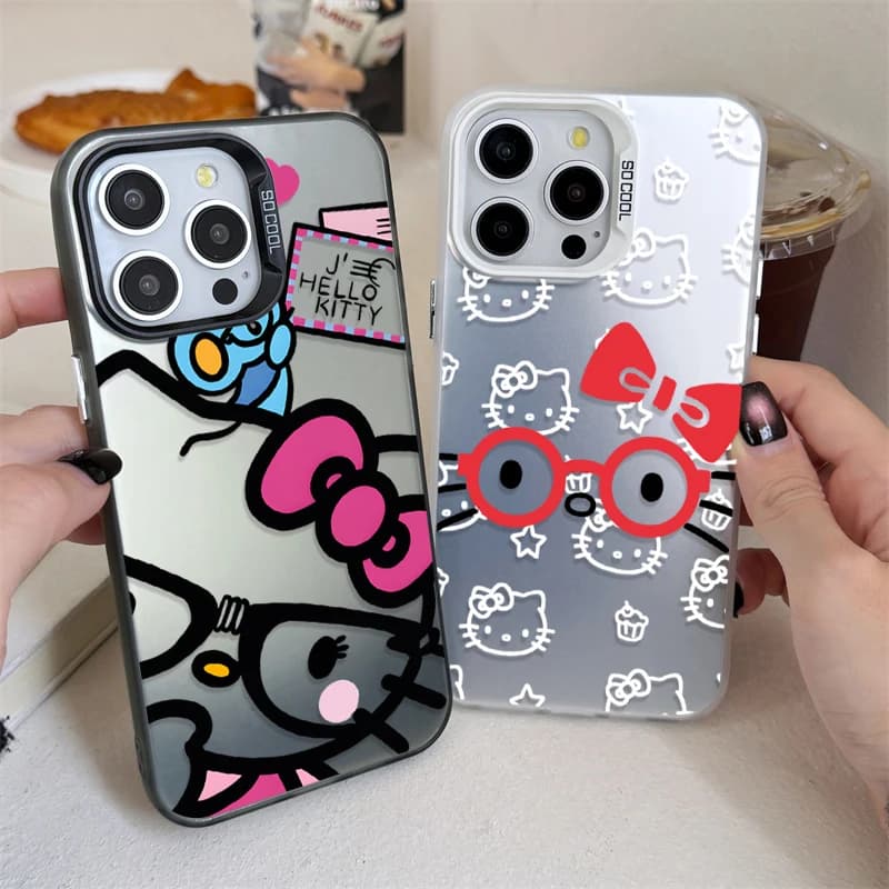 Capa Fosca Hello Kitty para iPhone 11 Pro Max - Desenho de Gatinha com Arco e Óculos Vermelhos
