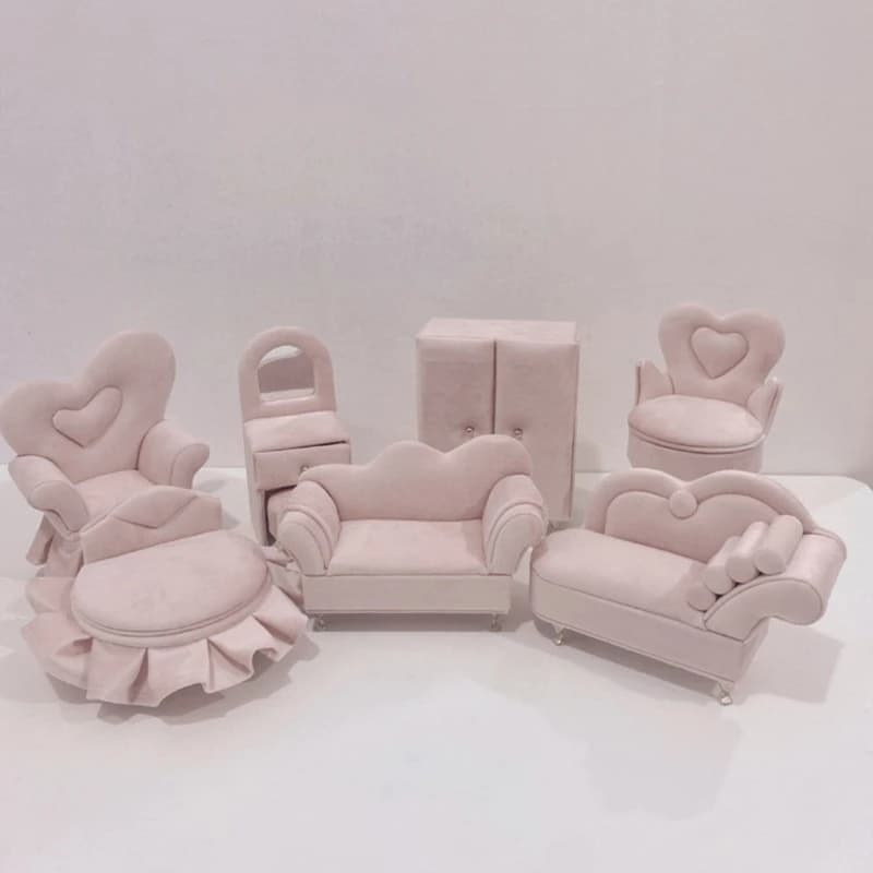Caixa de jóias em forma de sofá rosa elegante com móveis de luxo