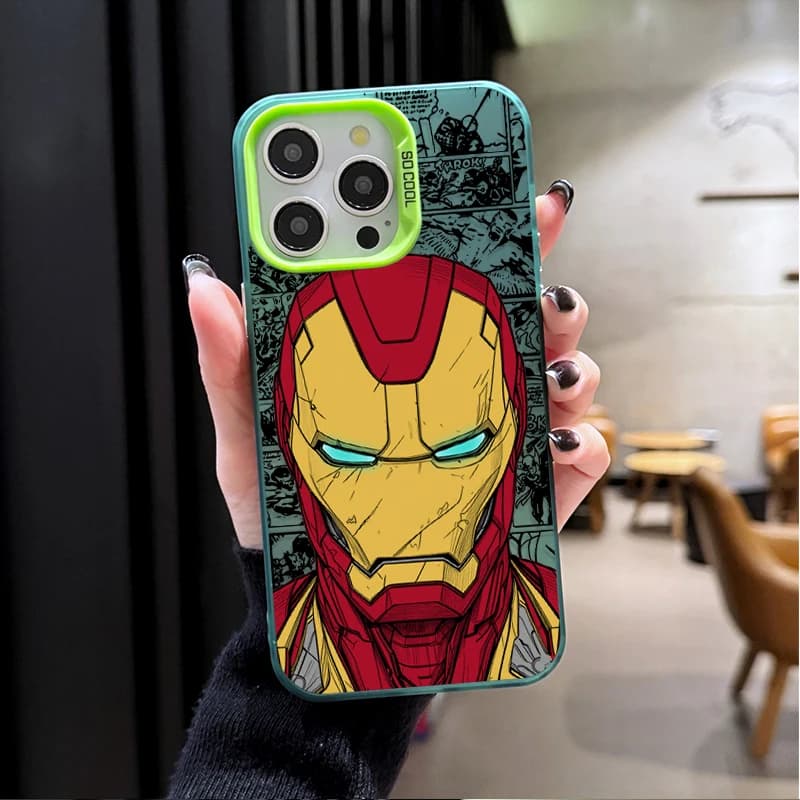 Capa para celular verde com estampa vibrante do herói Marvel Iron Man compatível Xiaomi POCO X7 X6 X5 X3 F6 F5