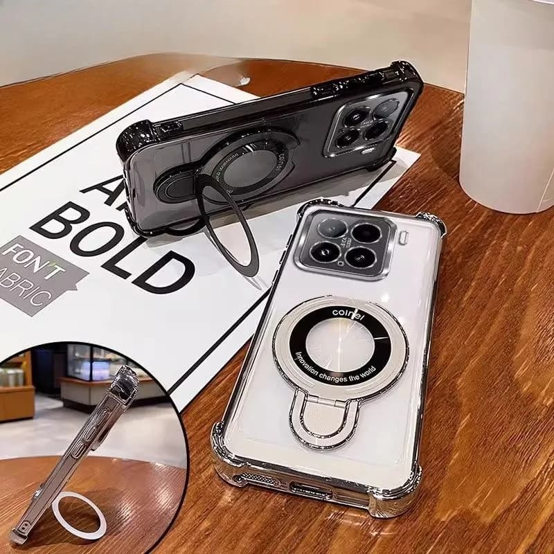 Capa transparente para celular Motorola com suporte magnético e quatro câmeras