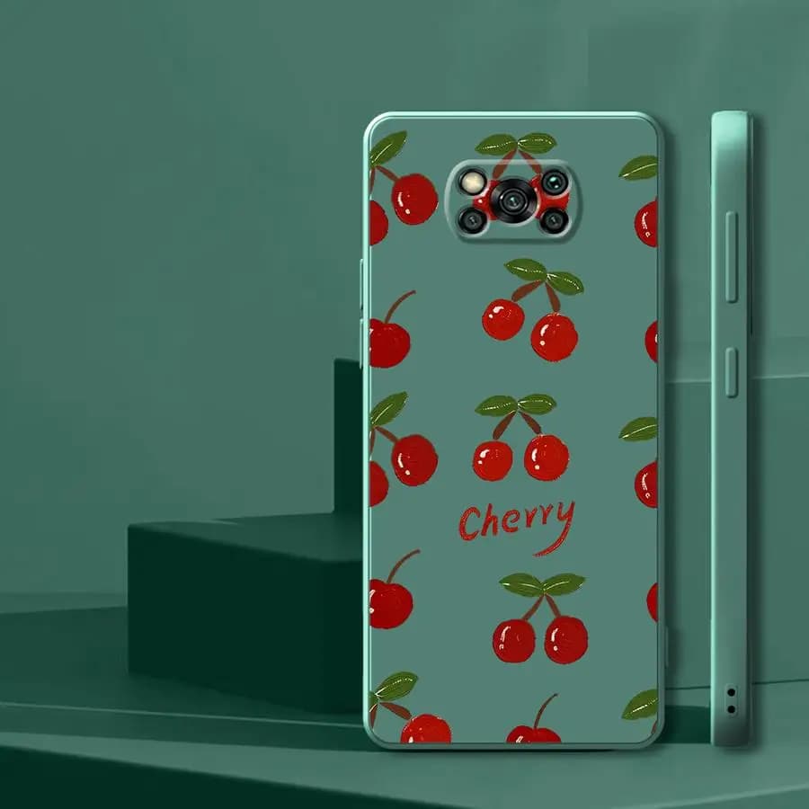 Capa de telefone vintage com design de cereja para Xiaomi Poco F5