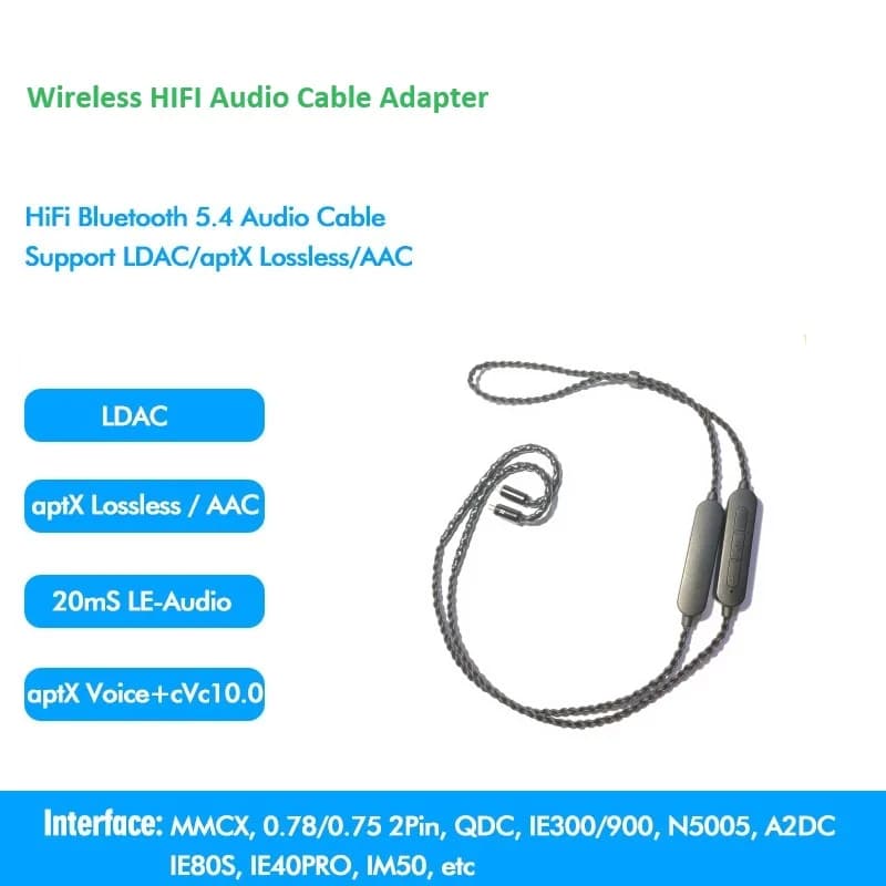 Adaptador de Áudio Bluetooth 5.4 sem Fio com Suporte LDAC/aptX Lossless/AAC
