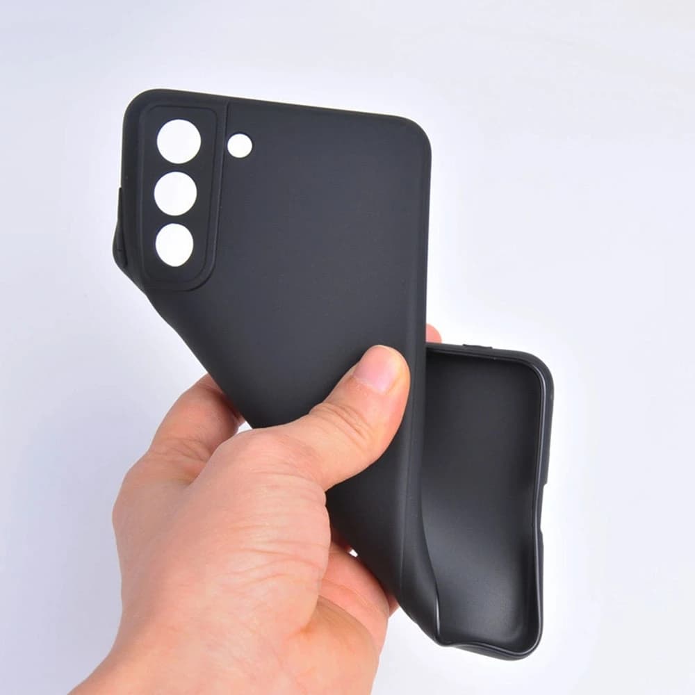 Capa flexível preta para Xiaomi Poco, material emborrachado com proteção para câmera e bordas