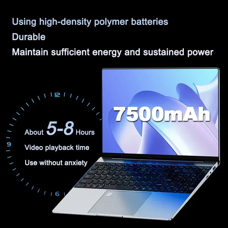 LENO NOVO Laptop Portátil de 15,6" Intel N95 32GB RAM DDR4 2TB SSD 7500mAh Teclado Retroiluminado com Impressão Digital Windows11 Notebook para Jogos e Escritório