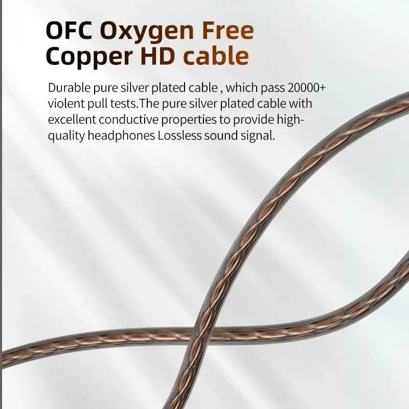 Cabo HD de cobre livre de oxigênio OFC para fone de ouvido CCA FLA com revestimento prateado resistente e alta condutividade