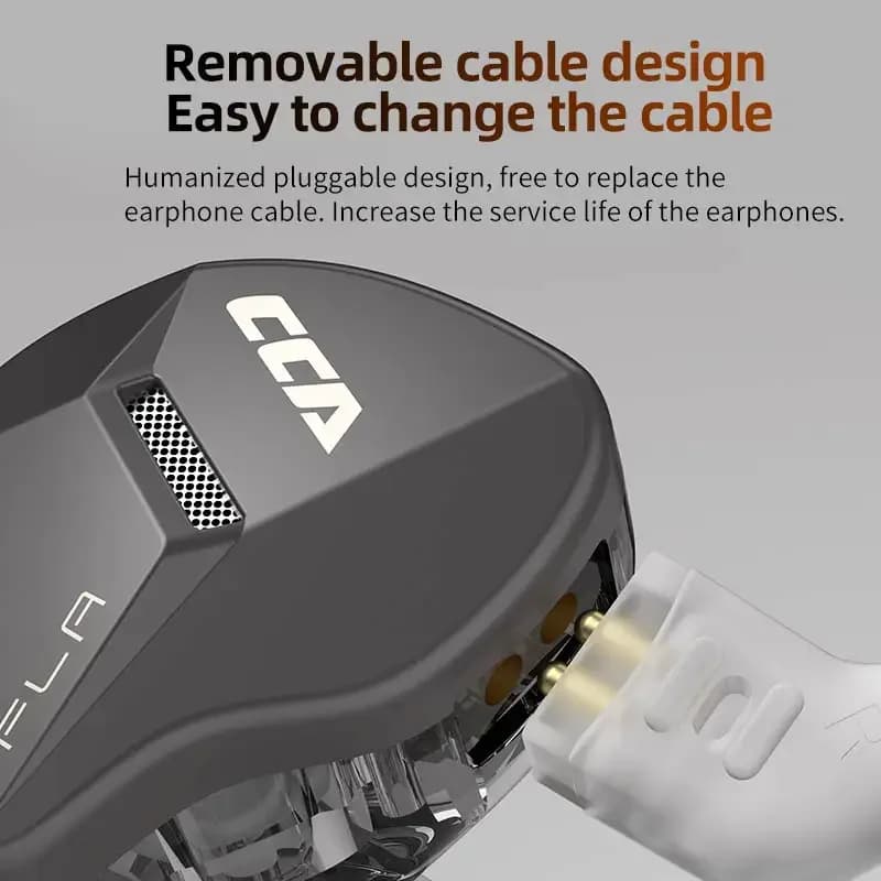 Design de cabo removível do fone de ouvido CCA FLA com conector plugável para fácil troca e maior durabilidade