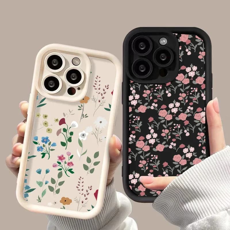 Capa protetora floral para Xiaomi Redmi Note 14, 13, 12 Pro Plus, 11, 10, 12s, 11s, 10s, Redmi 14c, 13c, 12c, 10c Turbo 4, silicone floral