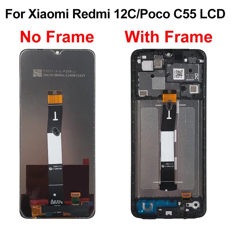 Tela LCD com digitalizador para Xiaomi Redmi 12C e Poco C55, opções sem e com frame para reposição