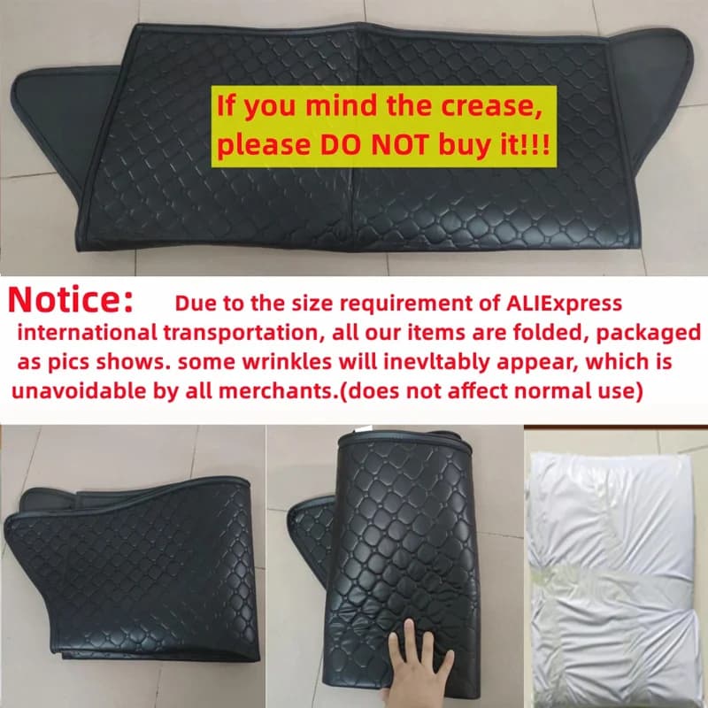 Tapete protetor porta-malas Mercedes Benz GLC C254 Coupe 2024-2026 couro preto dobrado para transporte